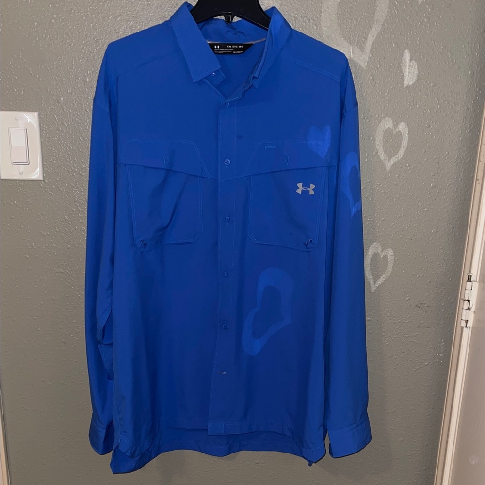 Blue Heat Gear Under Armor Button Down